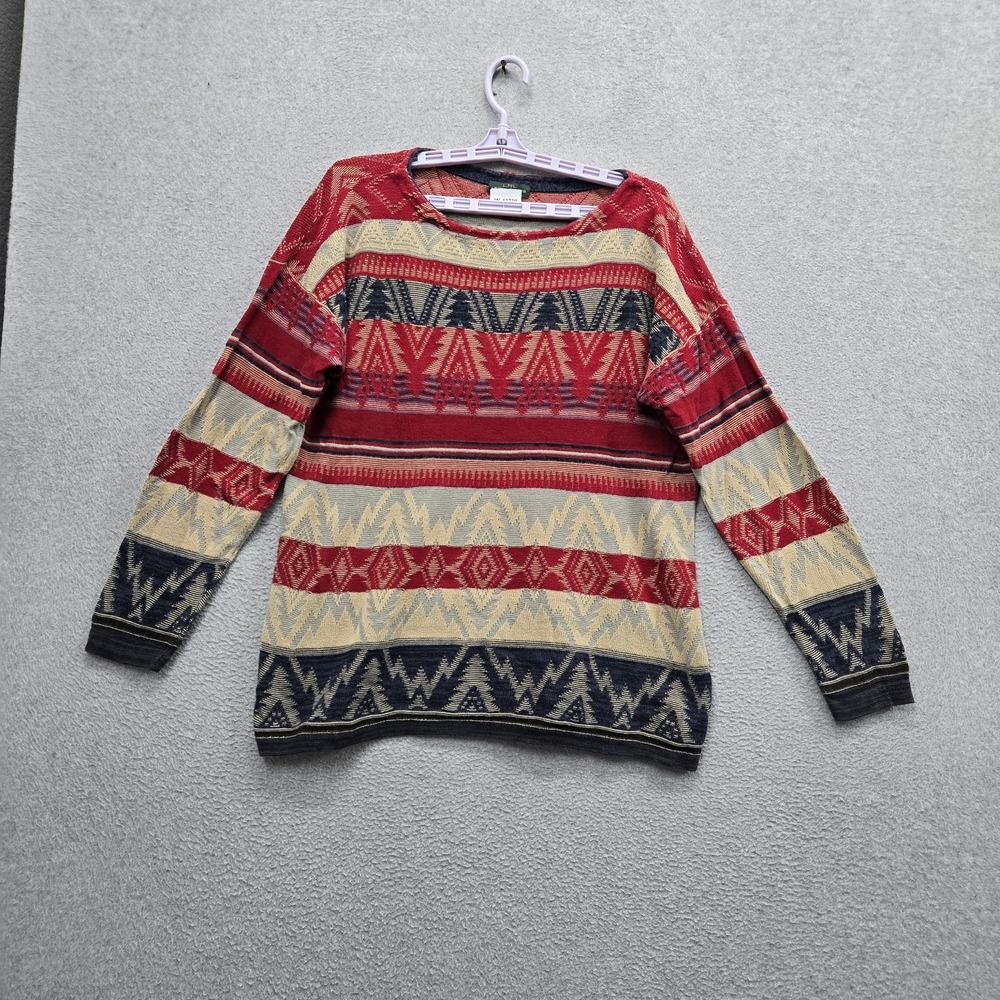 Lauren Ralph Lauren Women Sweater XL Red Geometric Aztec Western Pullover
